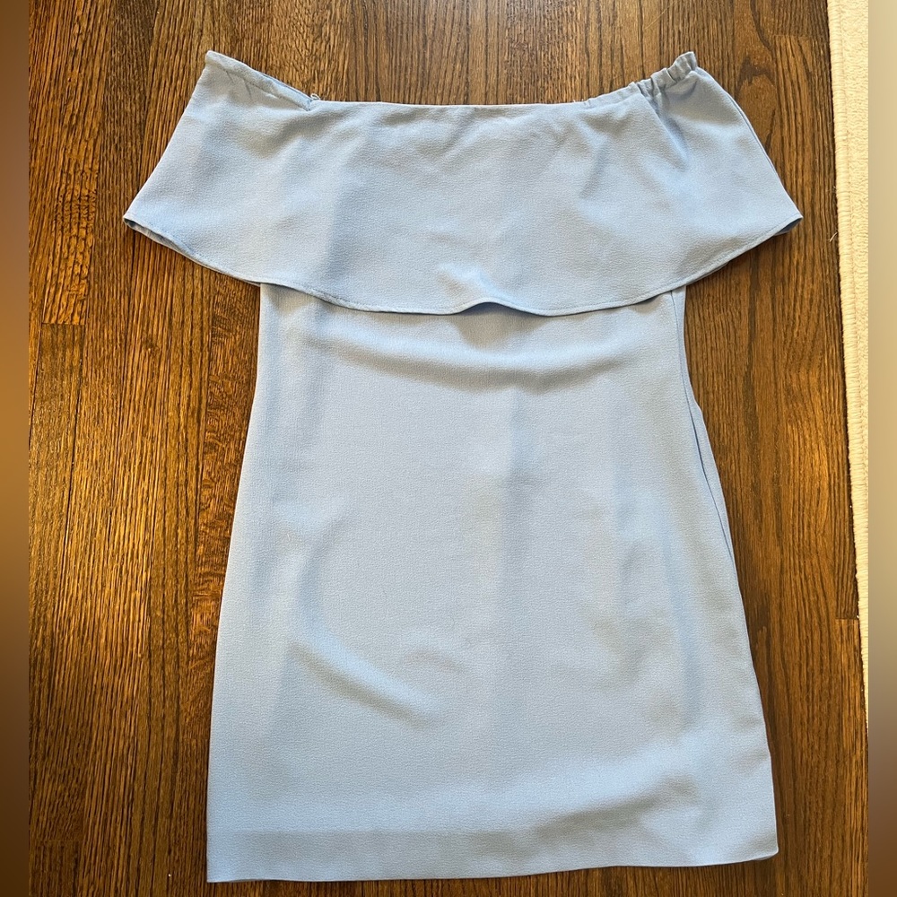 Charles Henry Light Blue Off the Shoulder Mini Dress